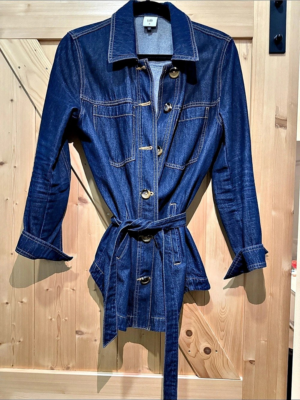 Cabi Tie-Waist Denim Jacket in Blue Medium